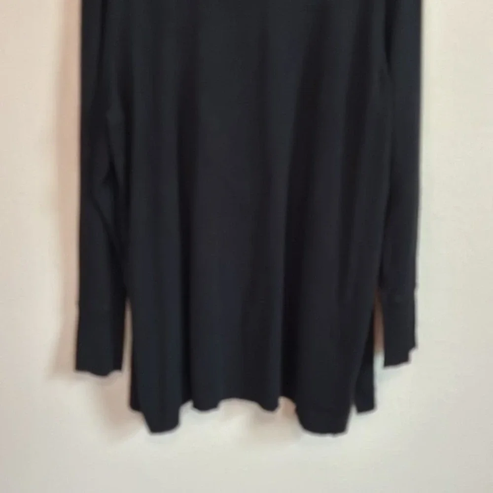 CHICO'S XL Black Longline Open Front Knit Cardigan Jacket Office Career Corpgore